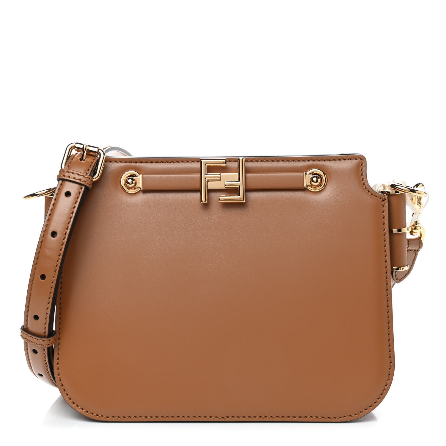 Fendi Vitello King Luxor Fendi Touch Shoulder Bag Caramello 1 of 10
