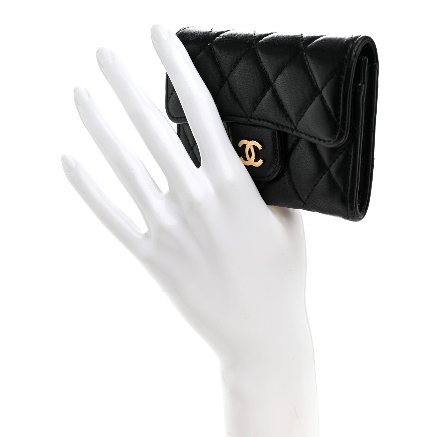Chanel Lambskin Quilted Flap Card Holder Wallet Black 2 of 10