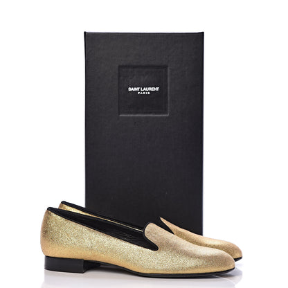 Saint Laurent Metallic Calfskin Smoking Slipper Flat Loafers 37 Gold 11 of 11