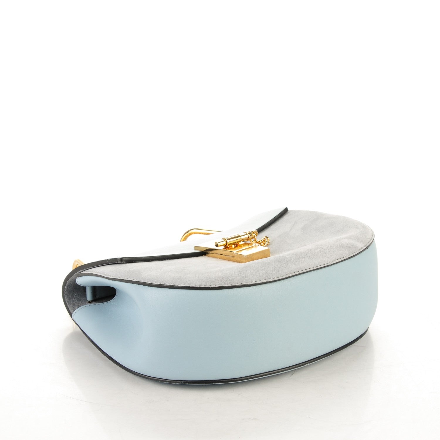 Chloe Suede Smooth Calfskin Drew Shoulder Bag Cloudy Blue 4 of 8