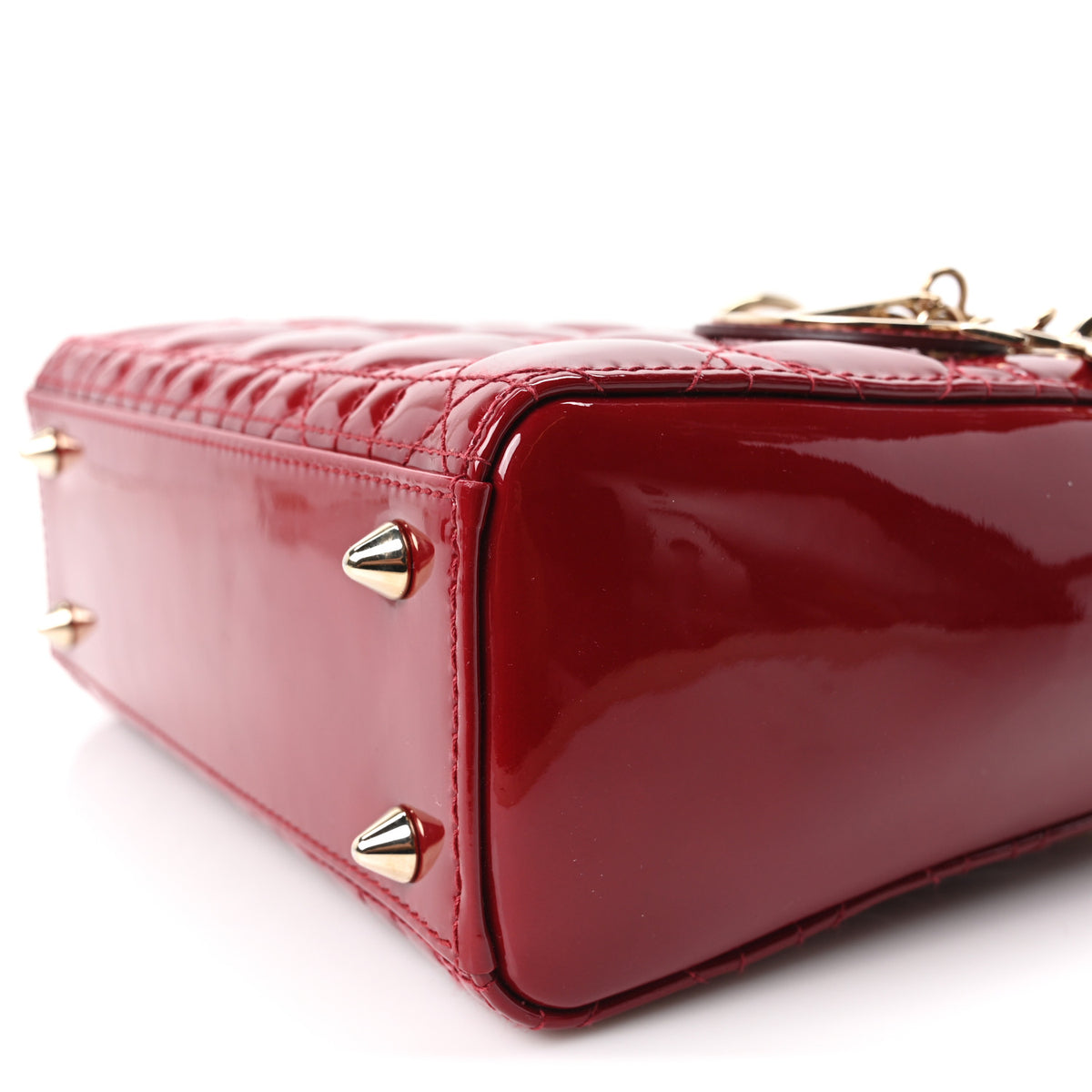 Patent Cannage Small Lady Dior Cherry Red