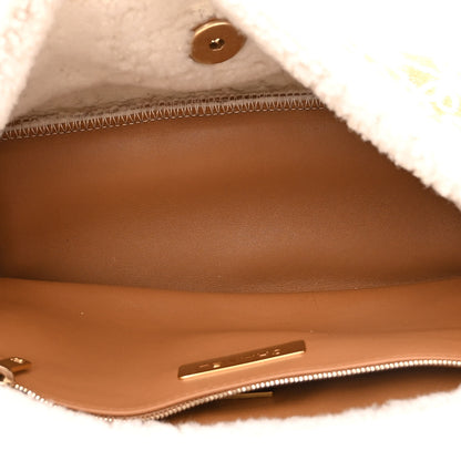 Chanel Suede Shearling Lambskin Embroidered Medium Chanel 19 Flap Brown White 5 of 11