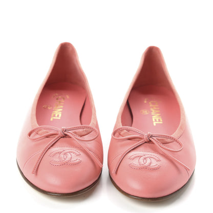Chanel Goatskin Cap Toe CC Ballerina Flats 38 Pink 2 of 10