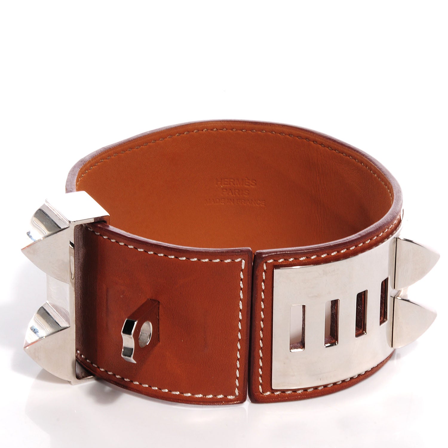 Hermes Barenia Collier De Chien CDC Bracelet L Fauve 3 of 7