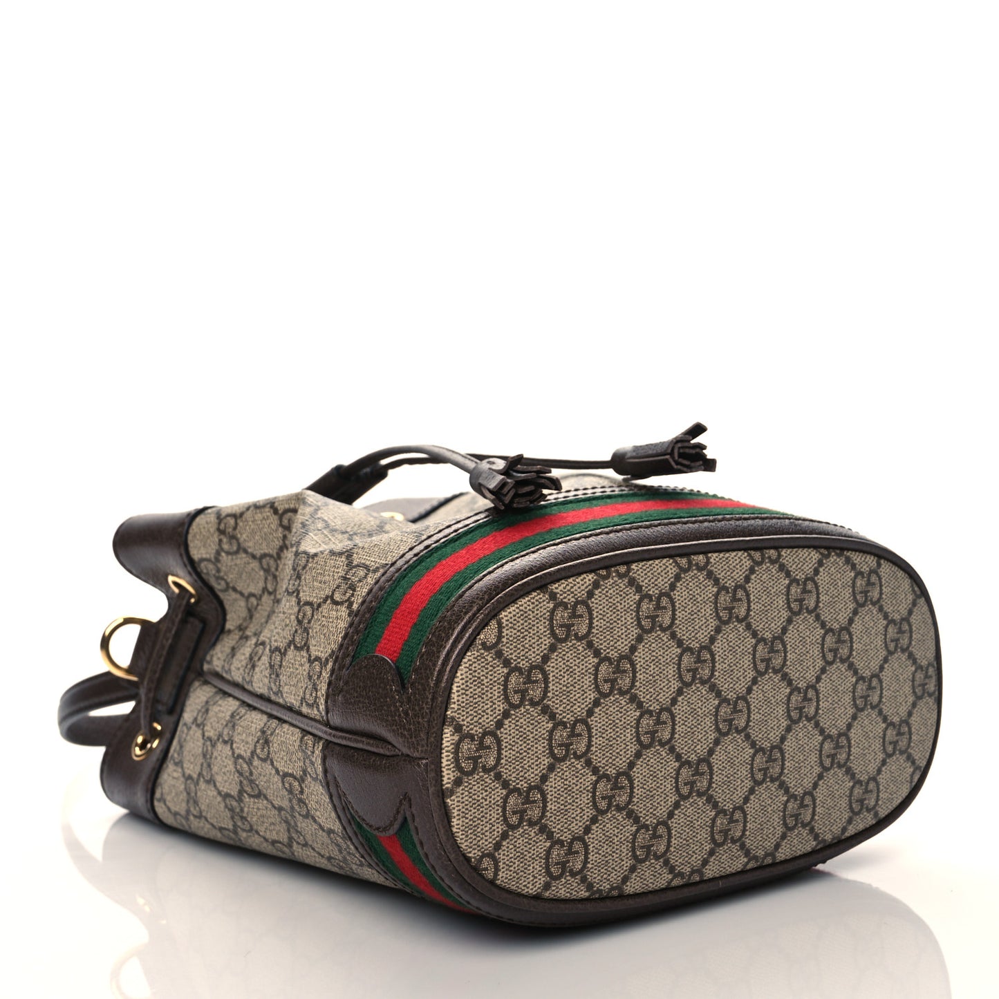 GG Supreme Monogram Web Small Ophidia Bucket Bag Brown