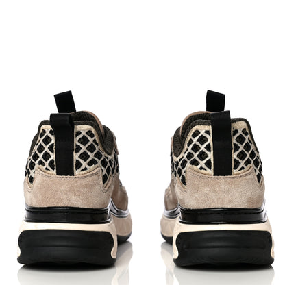 Chanel Suede Calfskin Embroidered CC Sneakers 37.5 Beige Black 6 of 14