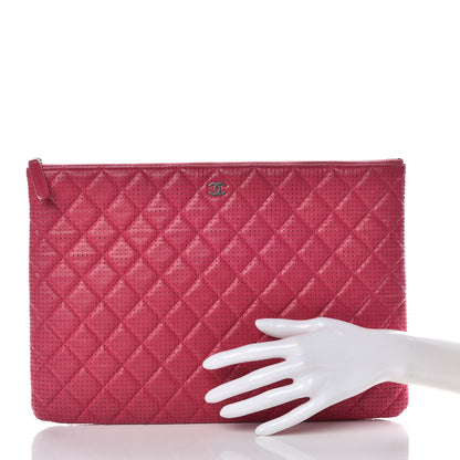 Chanel Perforated Lambskin Quilted Large Cosmetic Case Pink 2 of 15