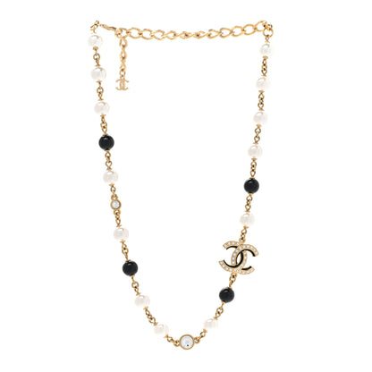 Chanel Pearl Baguette Crystal Enamel CC Short Necklace Gold Black 3 of 7