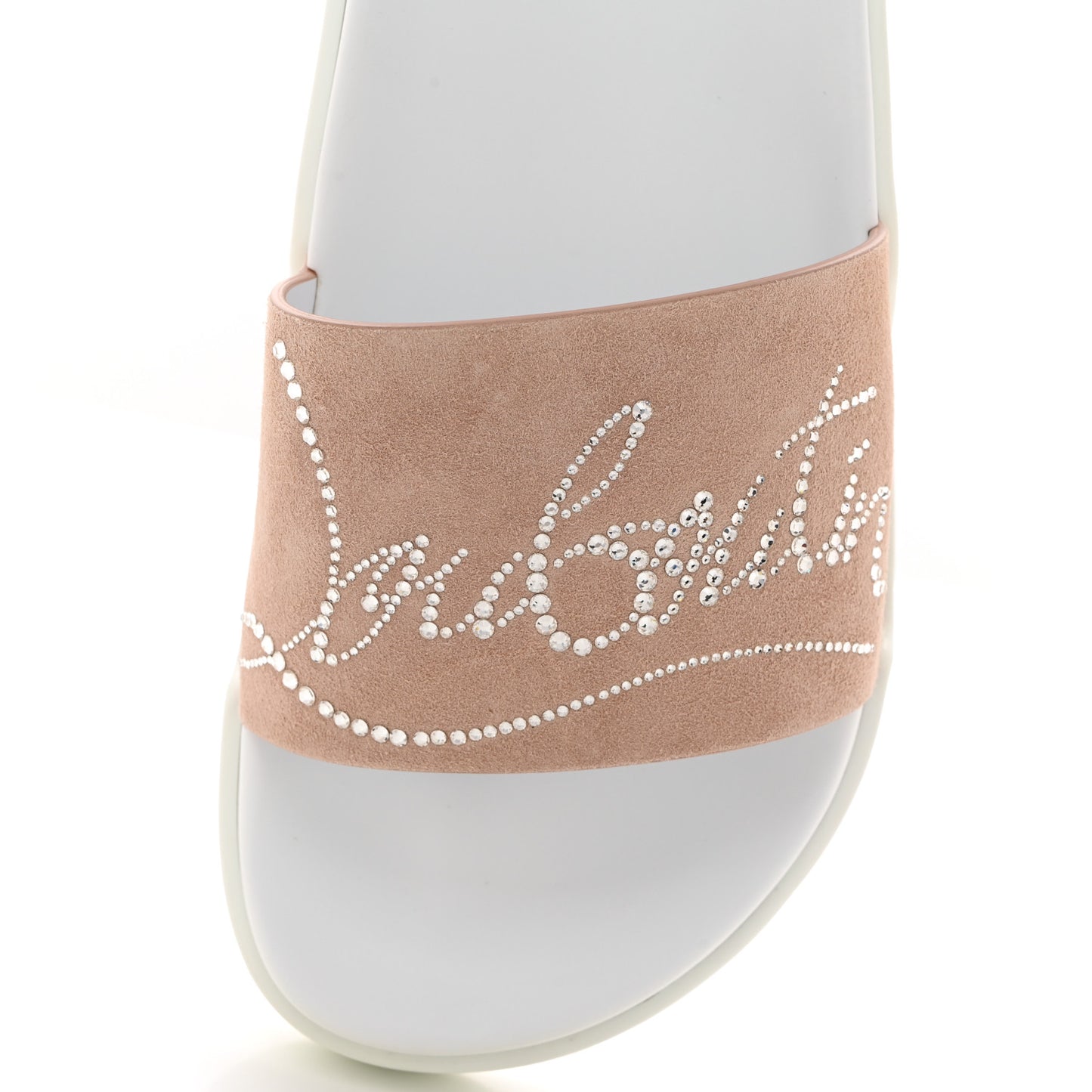 Veau Velours Strass Dear Pool Flat Platform Slide Sandal 39 Nude