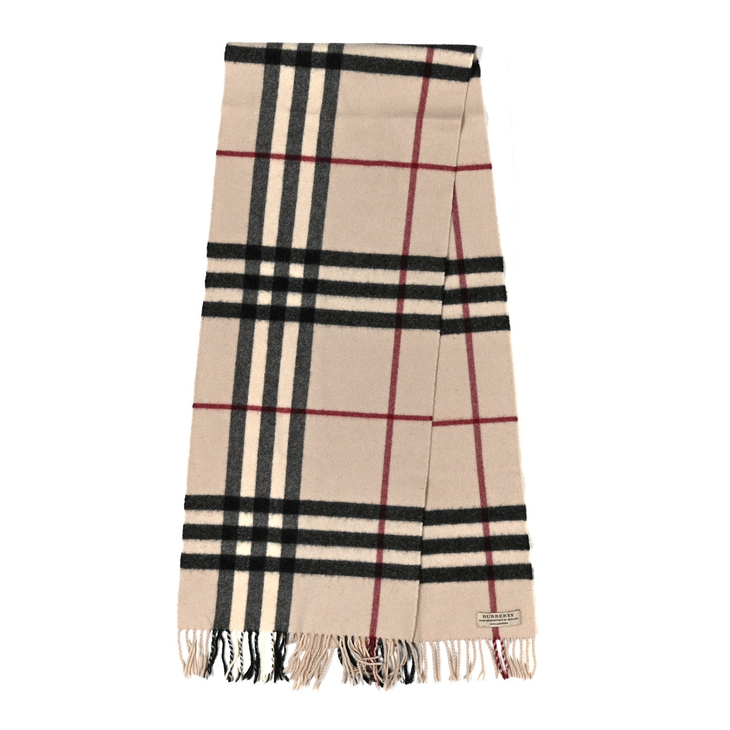 Burberry Cashmere House Check Fringe Scarf Ivory 2 of 5