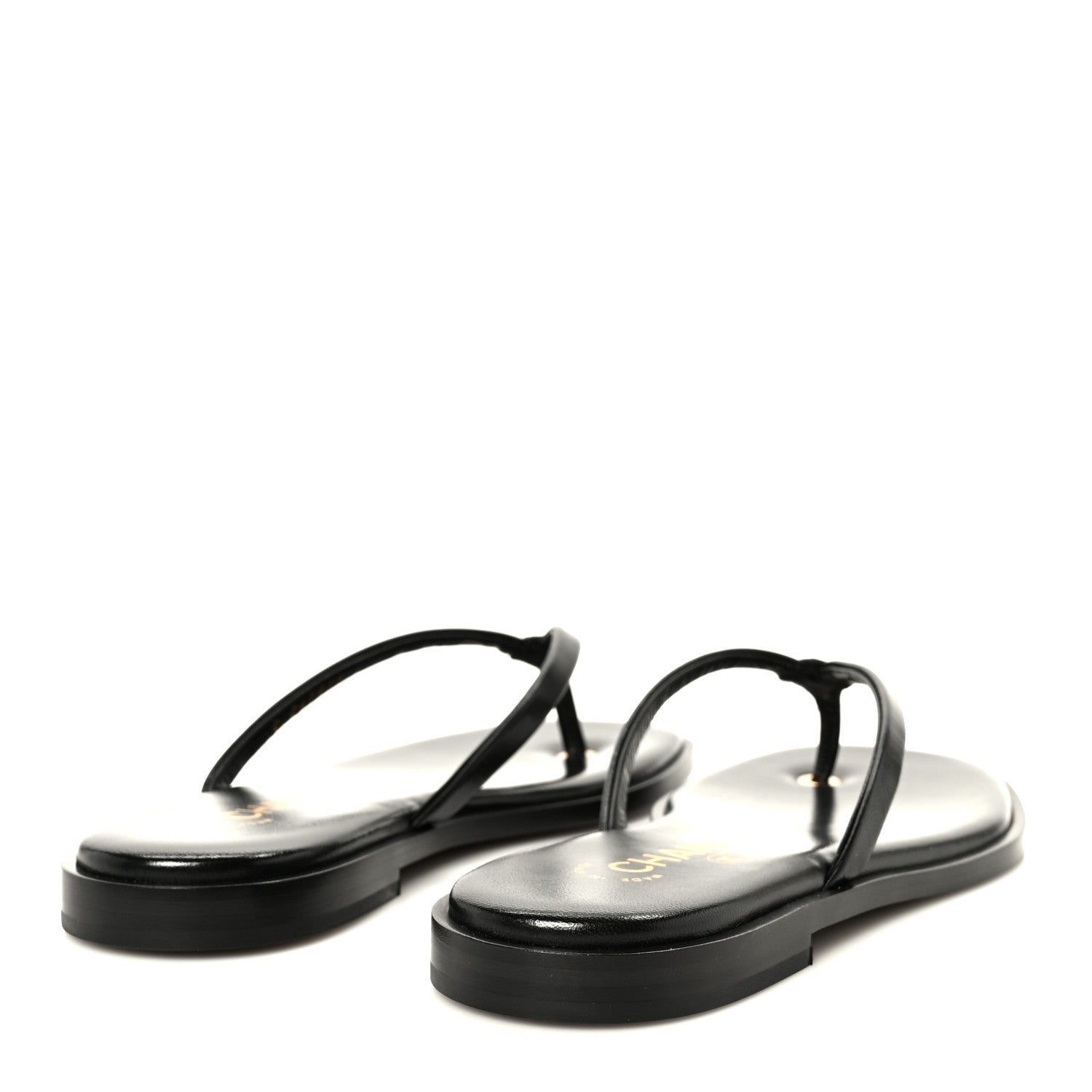 Chanel Lambskin CC Times Square Thong Sandals 38 Black 5 of 11
