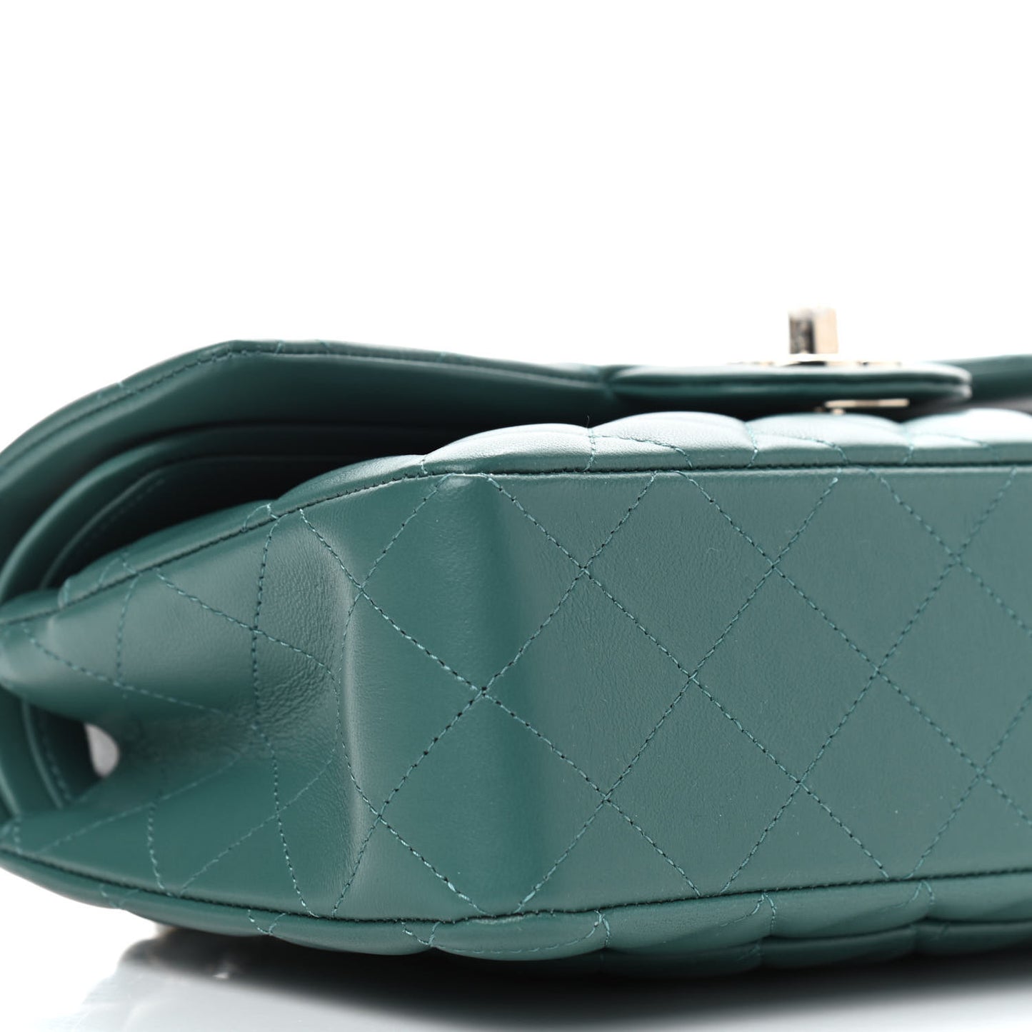 Lambskin Quilted Small Double Flap Green