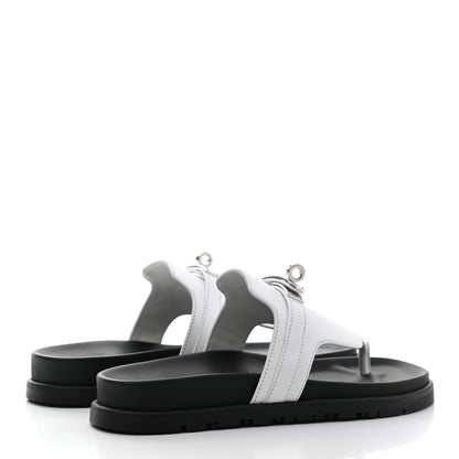 Hermes Calfskin Womens Empire Sandals 35 White 4 of 11