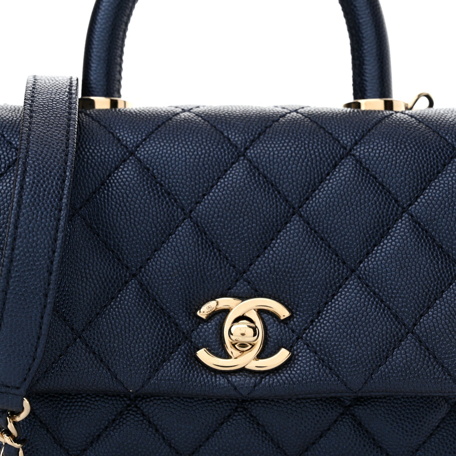 Chanel Metallic Caviar Quilted Extra Mini Coco Handle Flap Dark Blue 8 of 10