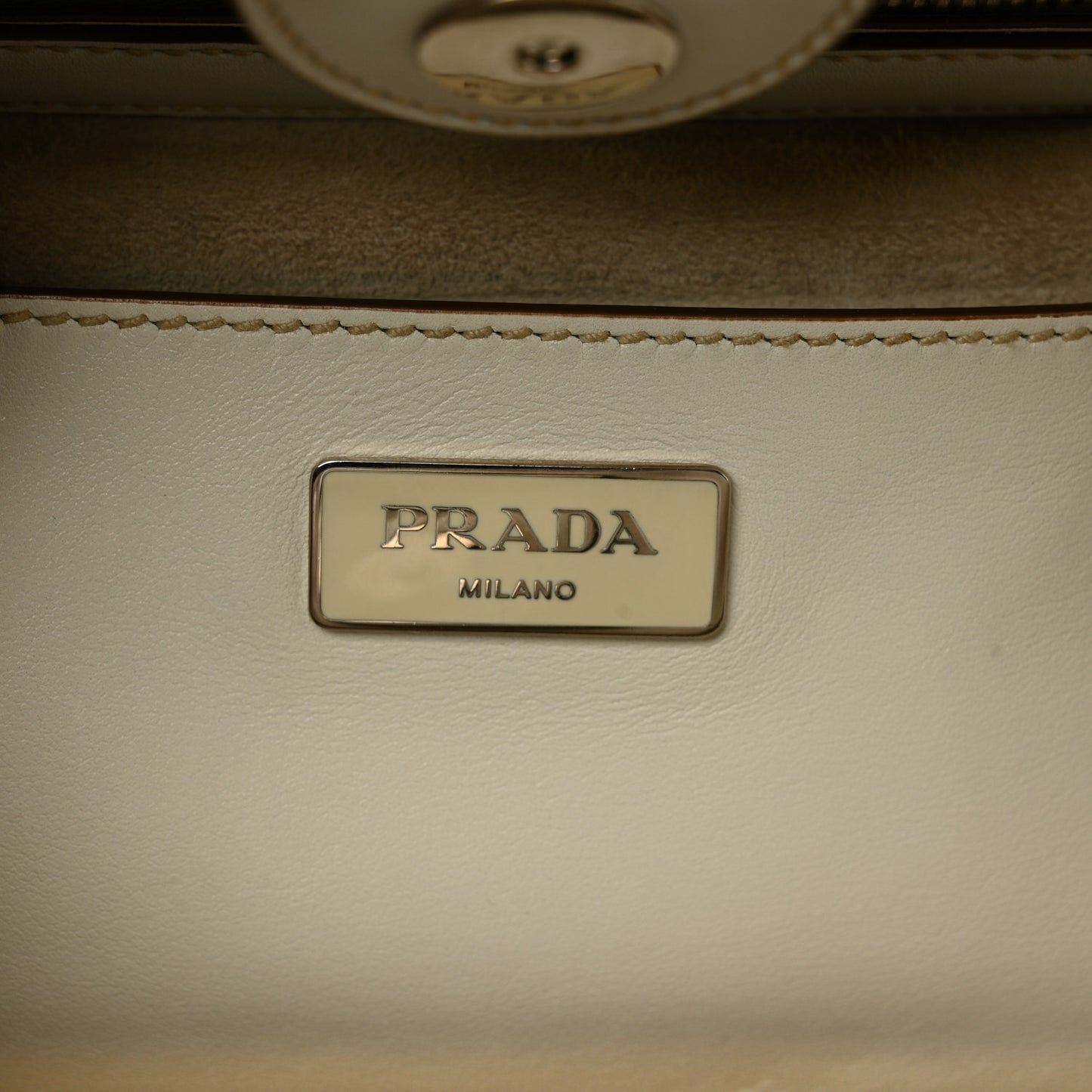City Calf Small Hand Stitched Galleria Double Zip Tote White