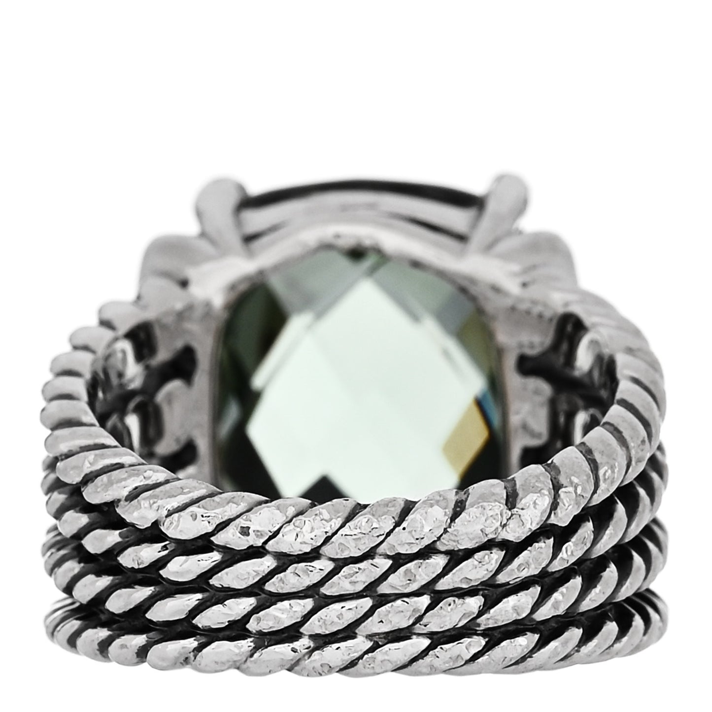 Sterling Silver Diamond Prasiolite 16mm Wheaton Ring 53 6.25