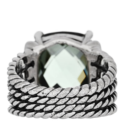 David Yurman Sterling Silver Diamond Prasiolite 16mm Wheaton Ring 53 6.25 4 of 5