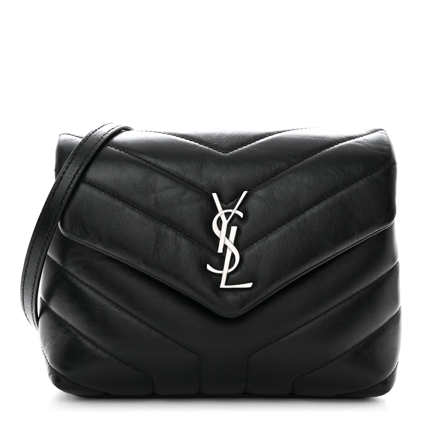 Calfskin Y Quilted Monogram Toy Loulou Crossbody Bag Black