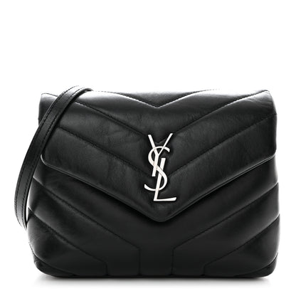Saint Laurent Calfskin Y Quilted Monogram Toy Loulou Crossbody Bag Black 1 of 11