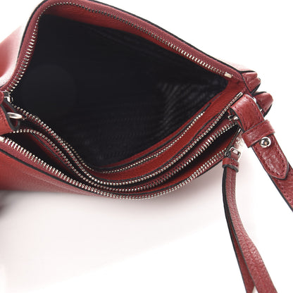 Prada Vitello Daino Double Zip Crossbody Bag Rubino 6 of 10