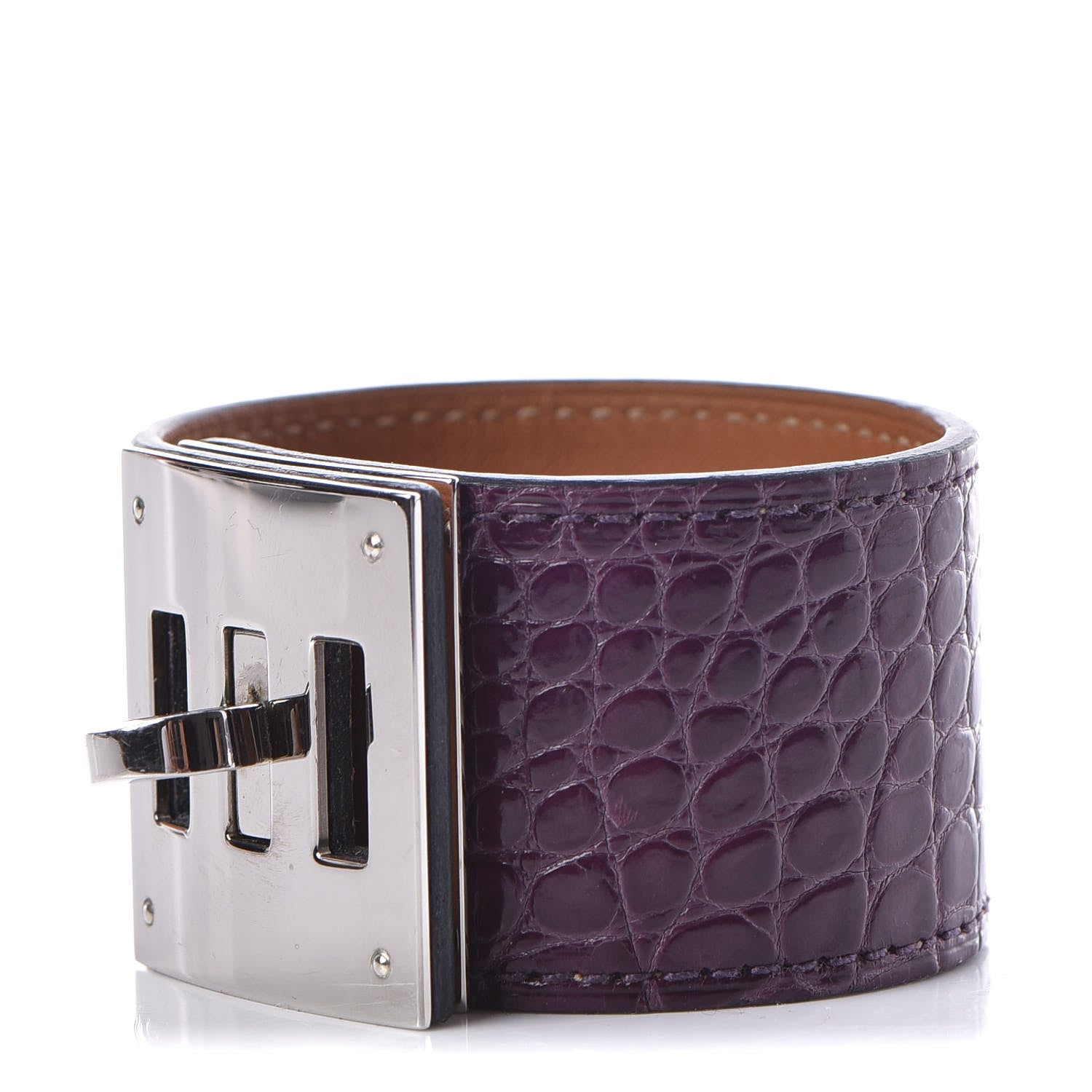 Hermes Shiny Alligator Kelly Dog Cuff Amethyst 1 of 6