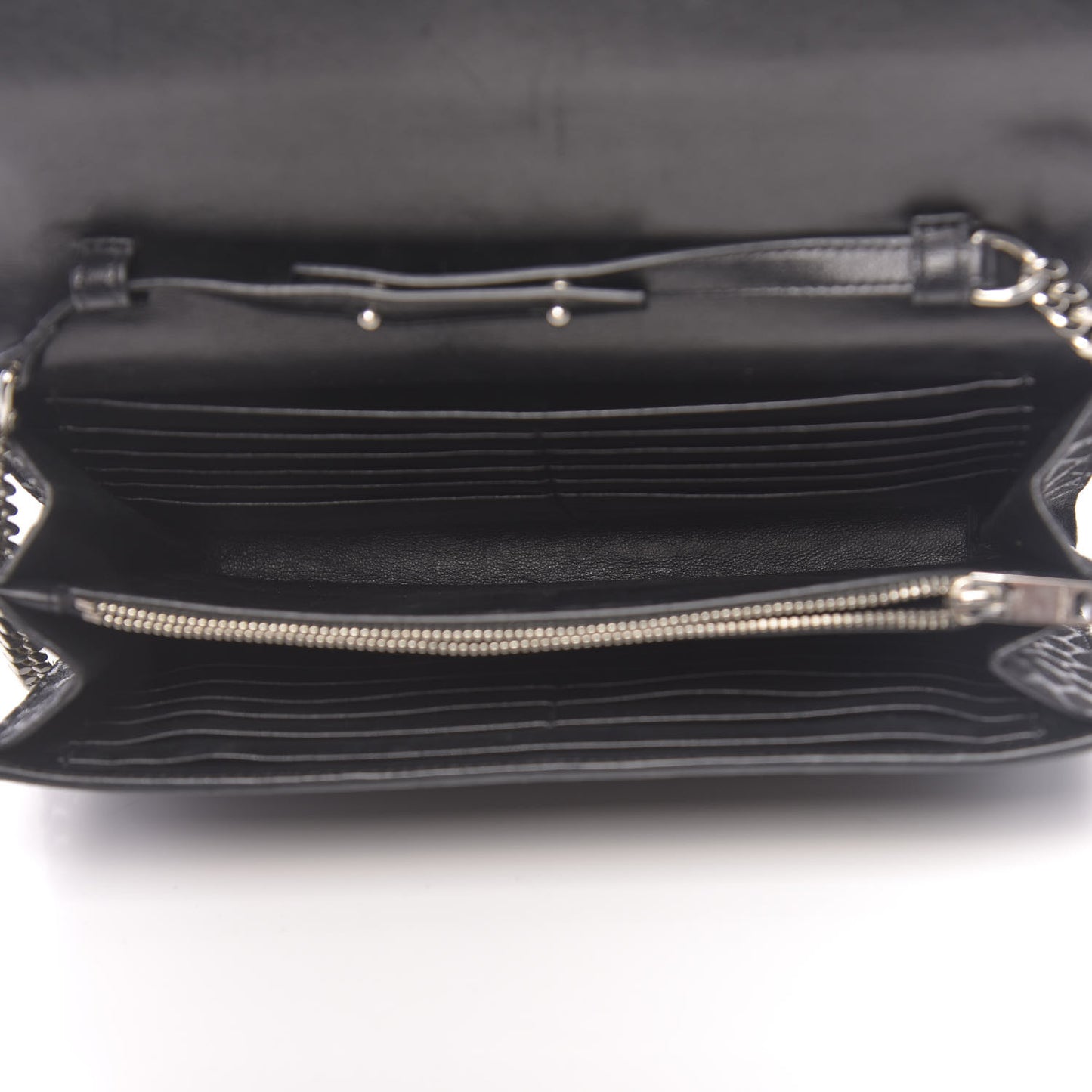 Suede Python Embossed Monogram Chain Wallet Black