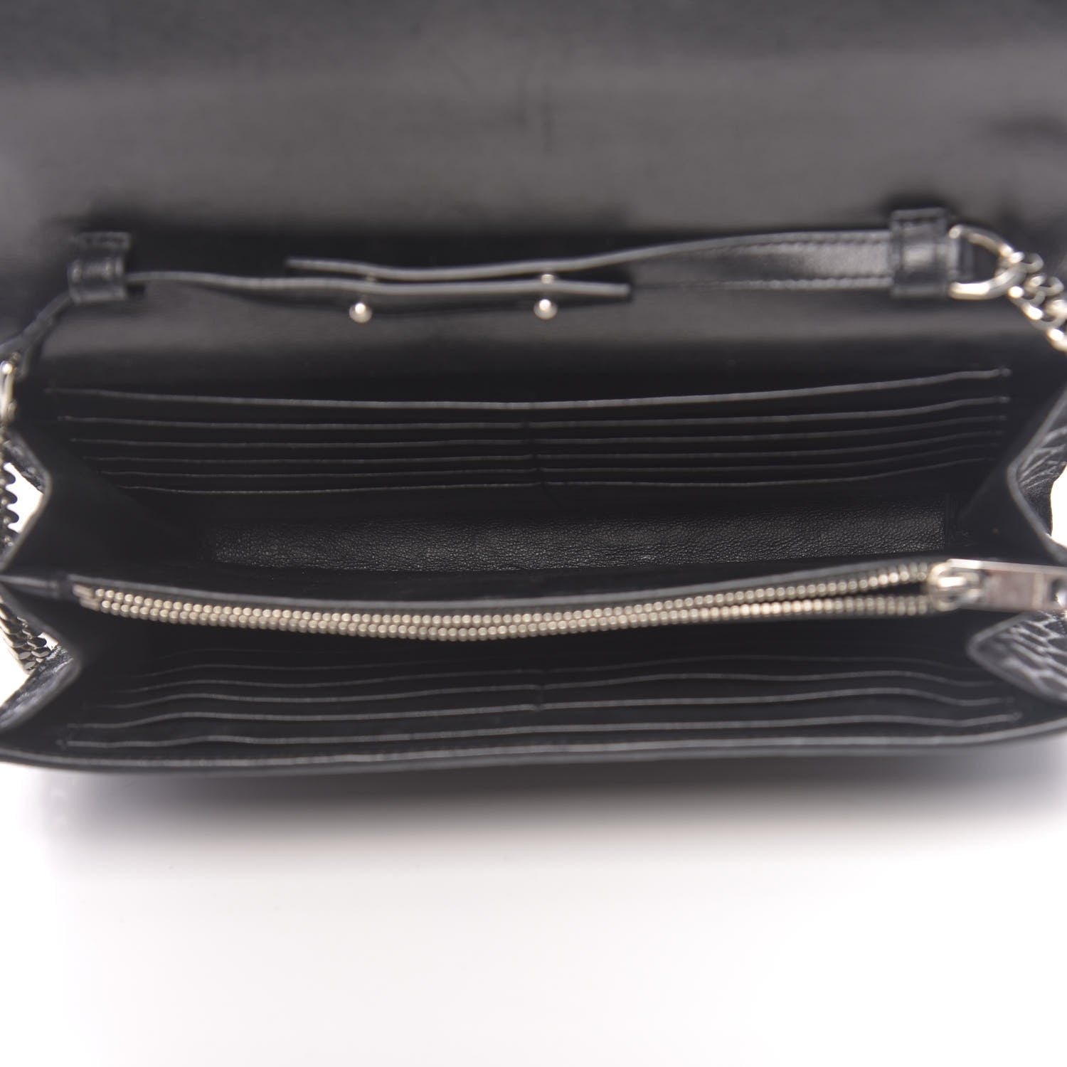 Saint Laurent Suede Python Embossed Monogram Chain Wallet Black 5 of 15