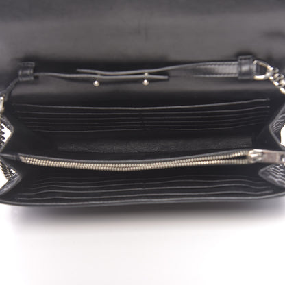 Saint Laurent Suede Python Embossed Monogram Chain Wallet Black 5 of 15