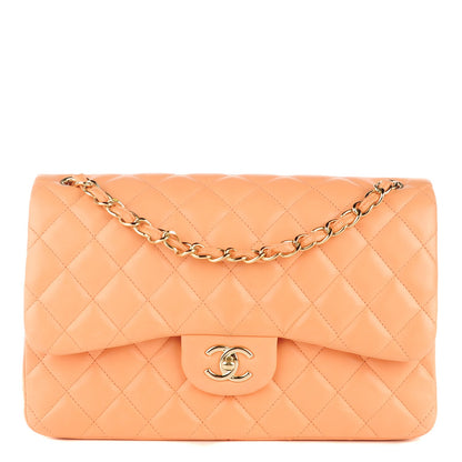 Chanel Lambskin Quilted Jumbo Double Flap Light Orange 1 of 9