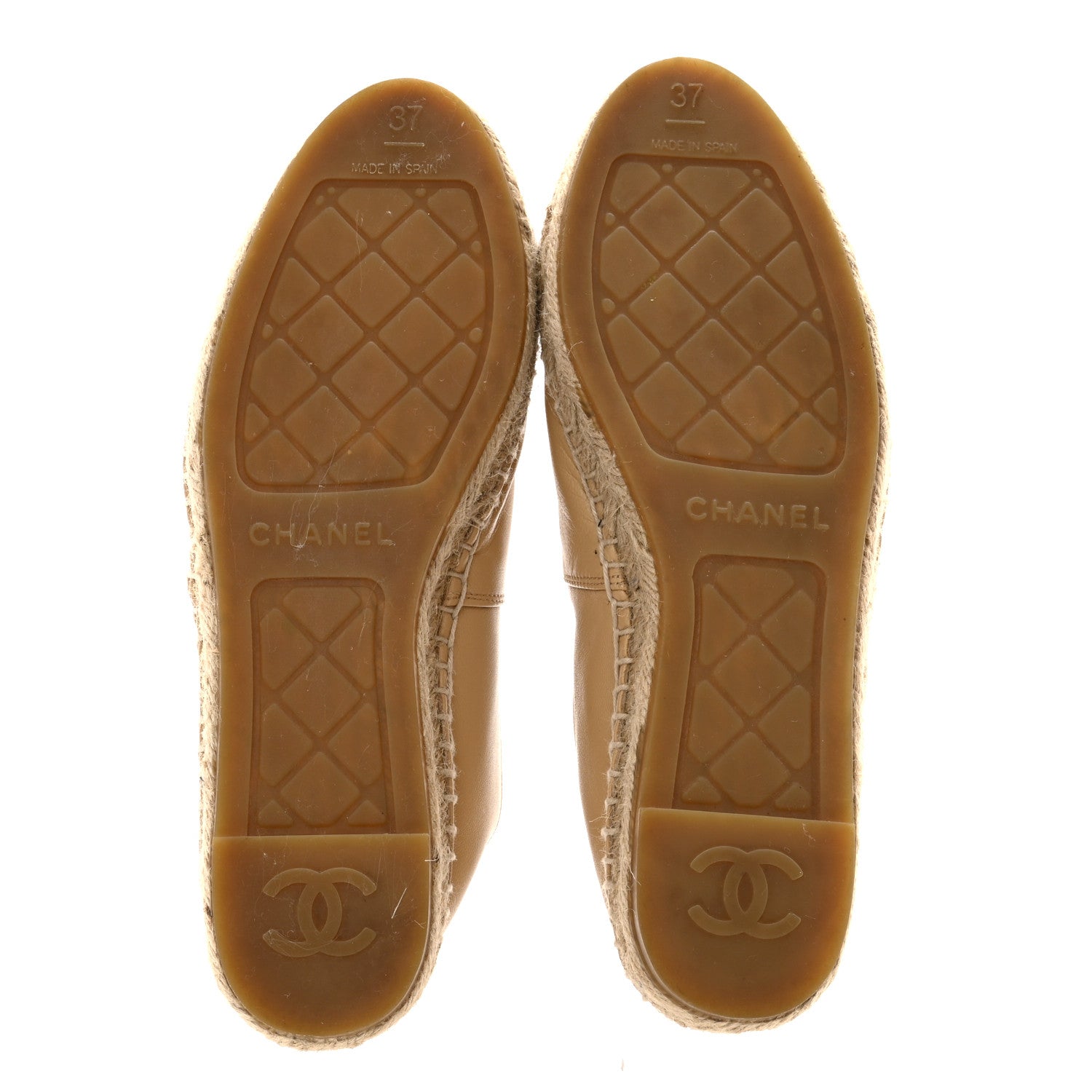 Chanel Lambskin CC Espadrilles 37 Beige Black 5 of 13