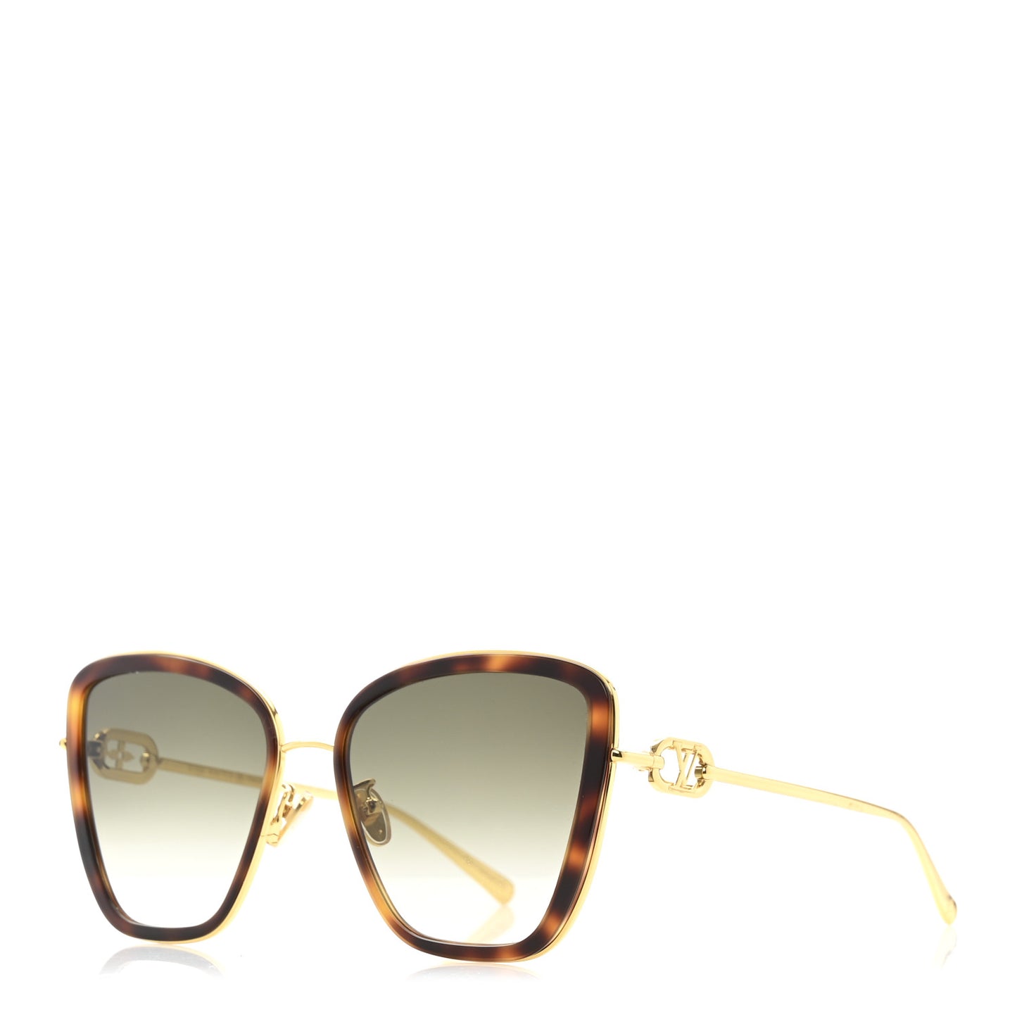 Metal LV Link One Cat Eye Sunglasses Z1770E Tortoise Gold