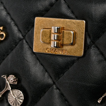 Chanel Aged Calfskin Quilted Lucky Charms Reissue Card Holder Black 10 of 12