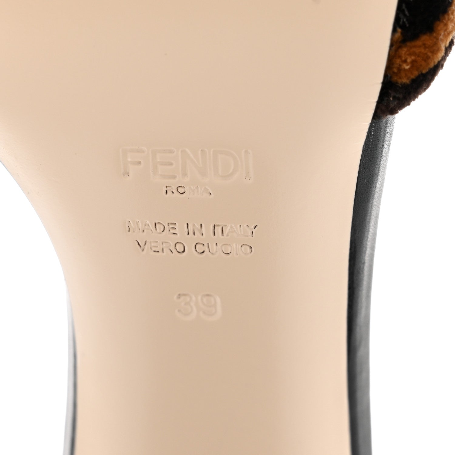 Fendi Velvet FF Slide Sandals 39 Tobacco 7 of 8