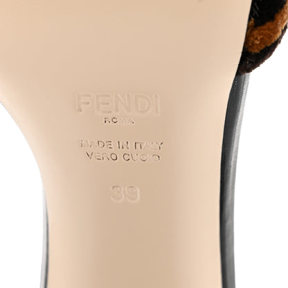Fendi Velvet FF Slide Sandals 39 Tobacco 7 of 8
