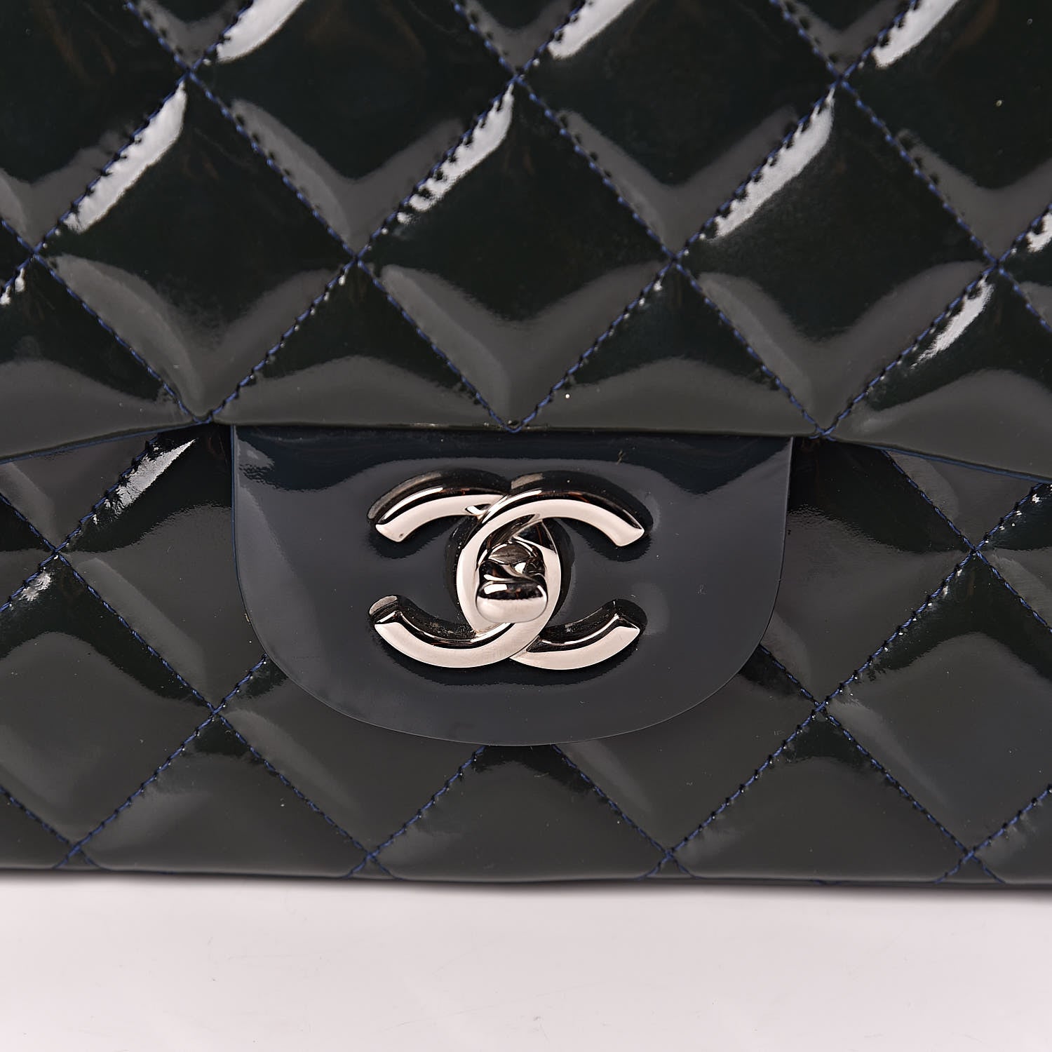 Chanel Patent Quilted Jumbo Double Flap Navy 10 of 18