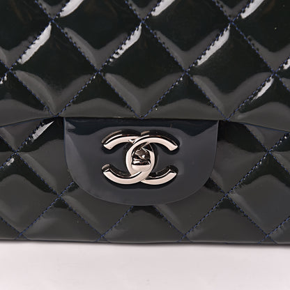 Chanel Patent Quilted Jumbo Double Flap Navy 10 of 18