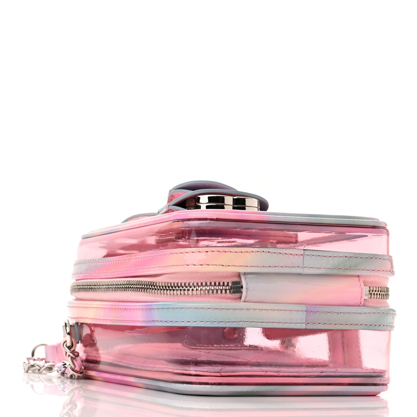 PVC Patent Calfskin Patent Lambskin Vertical Vanity Case Pink