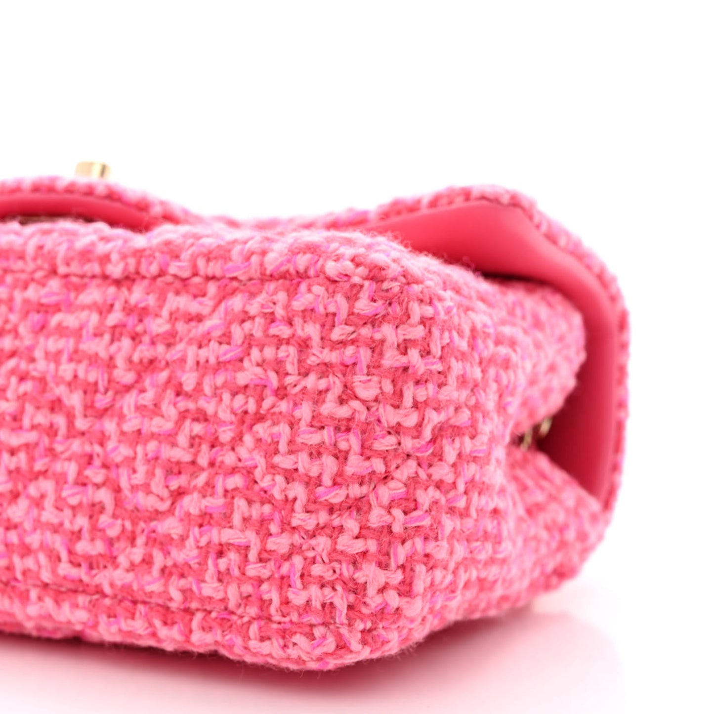 Wool Tweed Quilted Mini Rectangular Flap Dark Pink Fuchsia