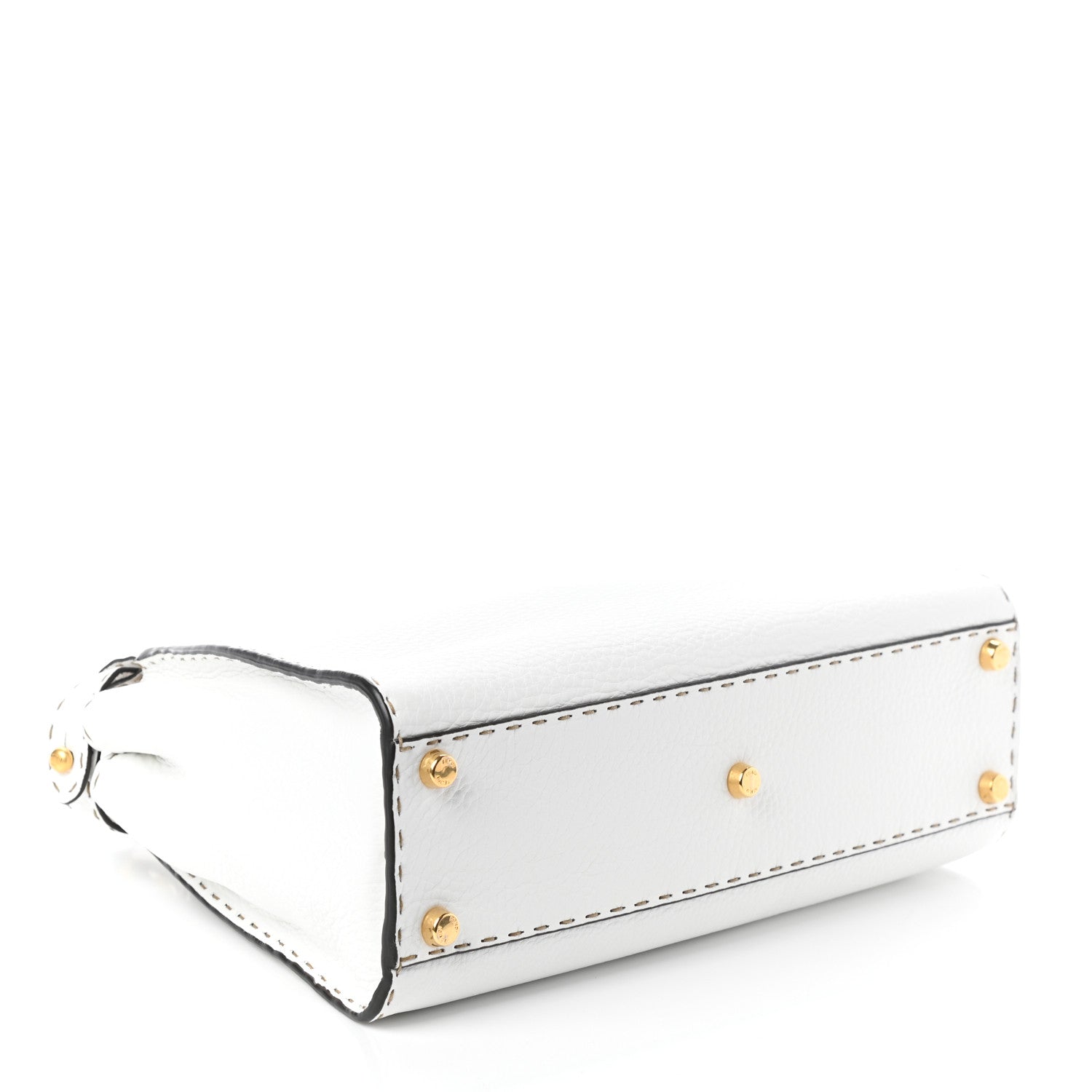 Fendi Cuoio Romano Selleria Tri-color Medium Peekaboo Iconic Satchel White Indaco Saddler 4 of 9