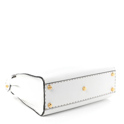 Fendi Cuoio Romano Selleria Tri-color Medium Peekaboo Iconic Satchel White Indaco Saddler 4 of 9