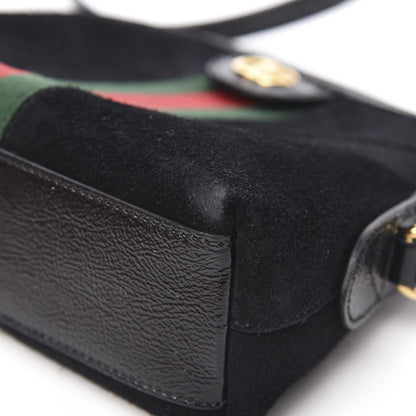 Gucci Suede Patent Web GG Small Ophidia Dome Shoulder Bag Black 9 of 11