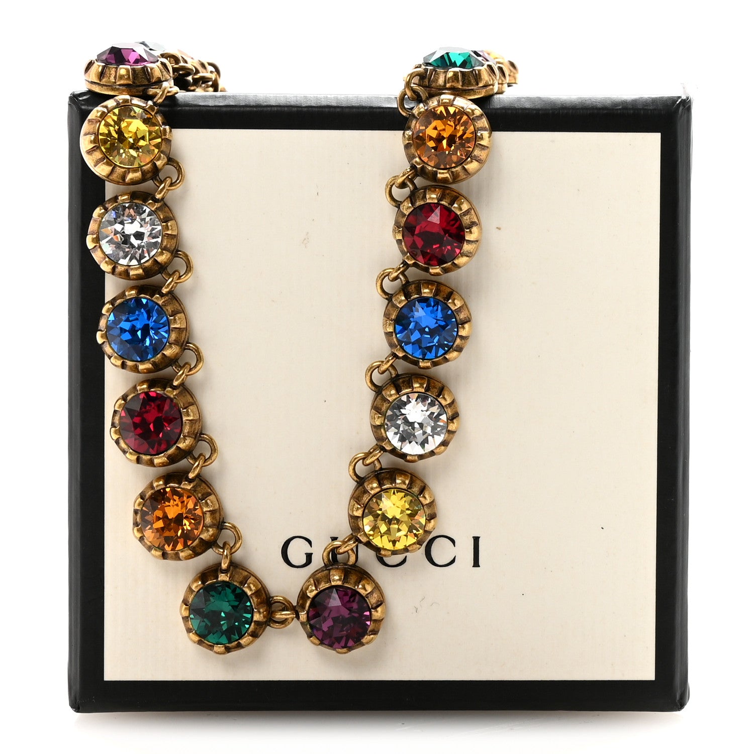 Gucci Crystal Butterfly Necklace Aged Gold Multicolor 7 of 7