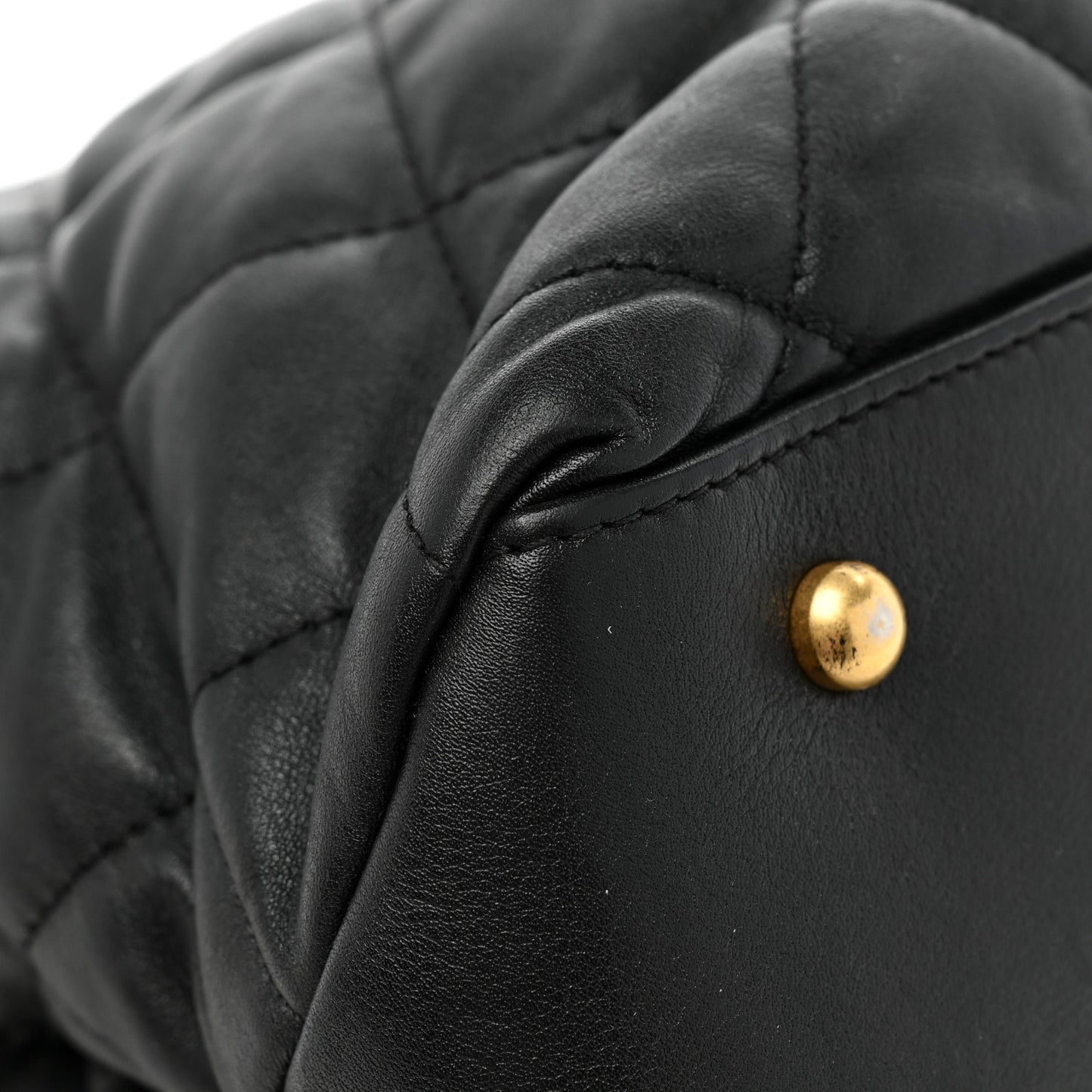 Calfskin Quilted Large Soft Elegance Tote Black