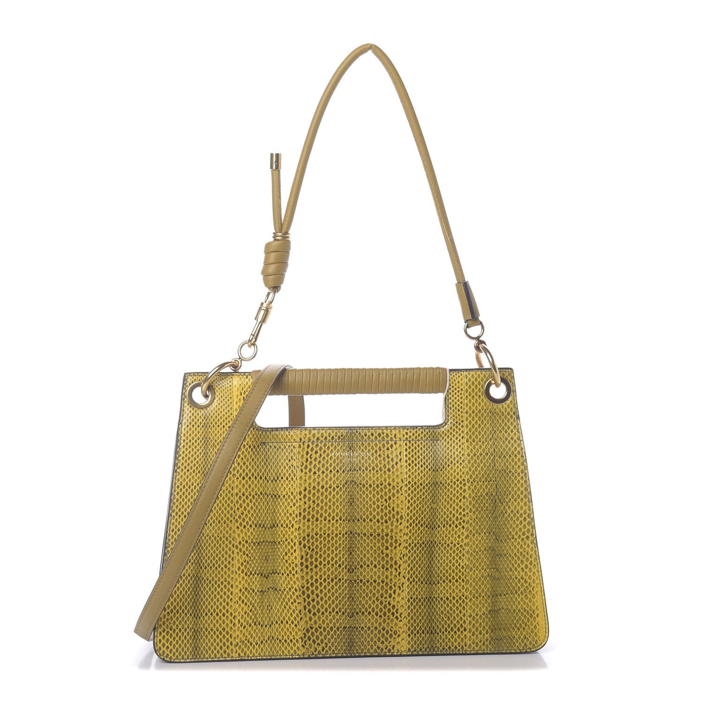 Calfskin Python Embossed Medium Whip Top Handle Crossbody Yellow