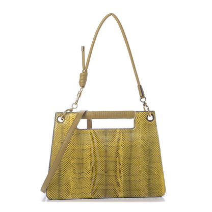Givenchy Calfskin Python Embossed Medium Whip Top Handle Crossbody Yellow 1 of 10