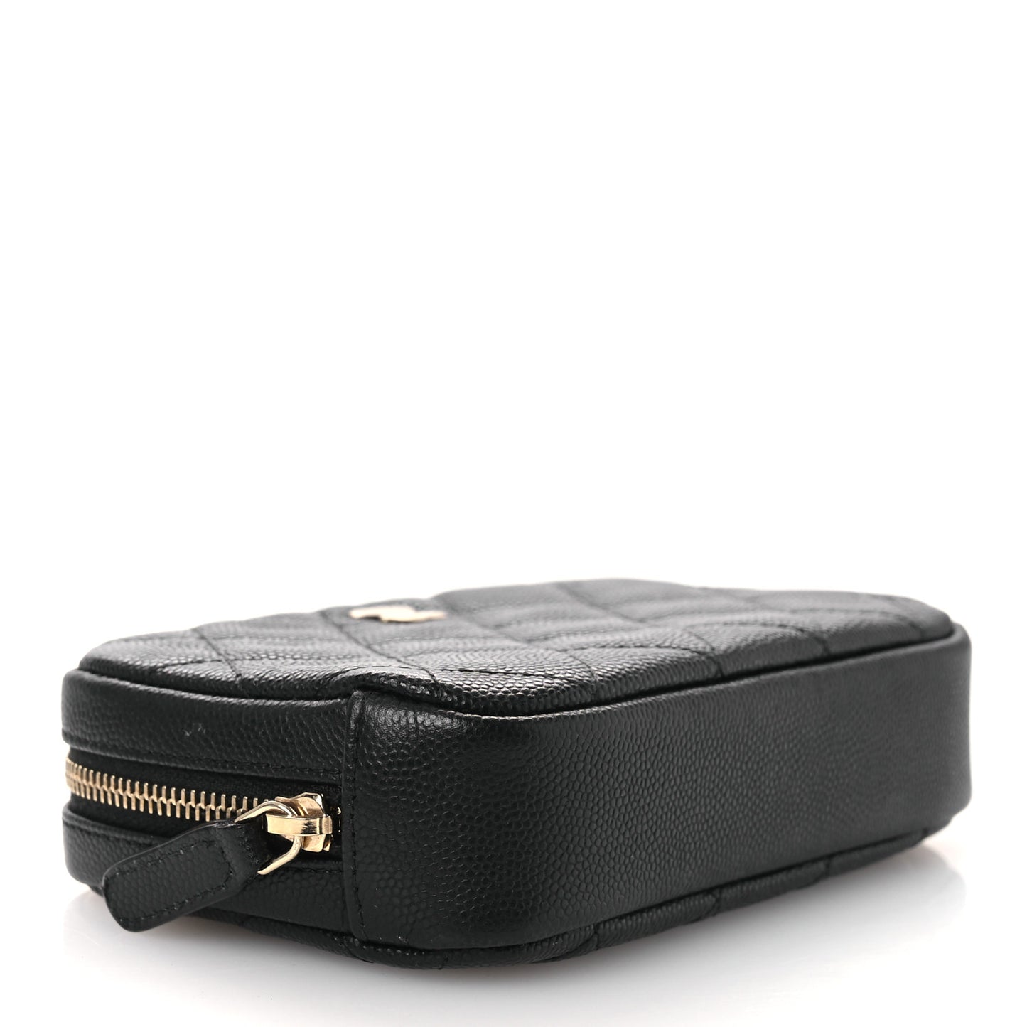 Caviar Quilted Small Curvy Pouch Cosmetic Case Black