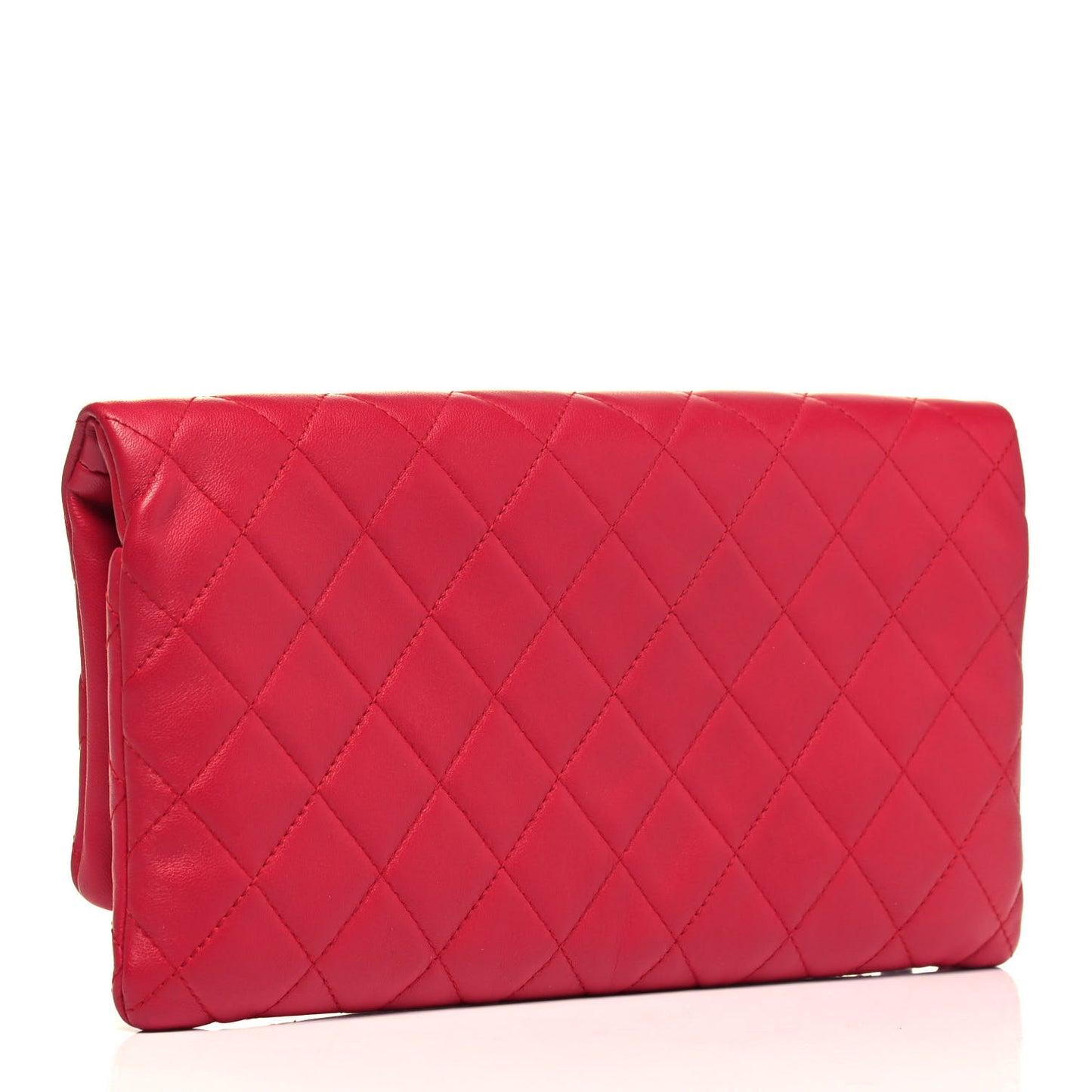 Lambskin Quilted CC Beauty Clutch Red