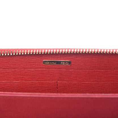 Fendi Vitello Elite Zip Around Wallet Rosso 6 of 6