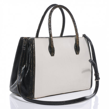 Miu Miu Leather Craquele Handbag Talco and Ebano 4 of 8