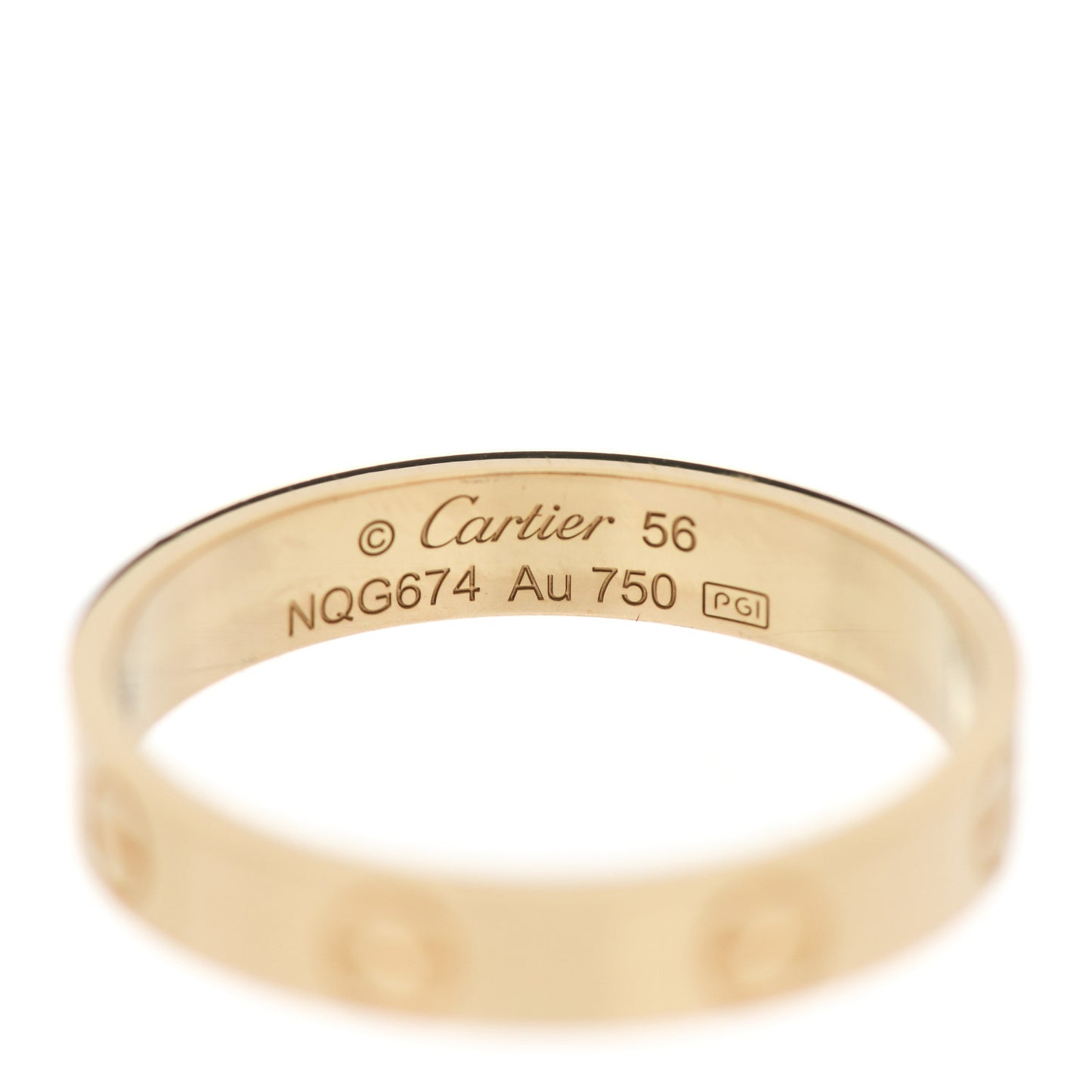 18K Yellow Gold 3.5mm LOVE Wedding Band Ring 56 7.5